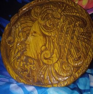 IMPRESSIVE VINTAGE MCM "VIRGO" CHALKWARE WALL HANGING